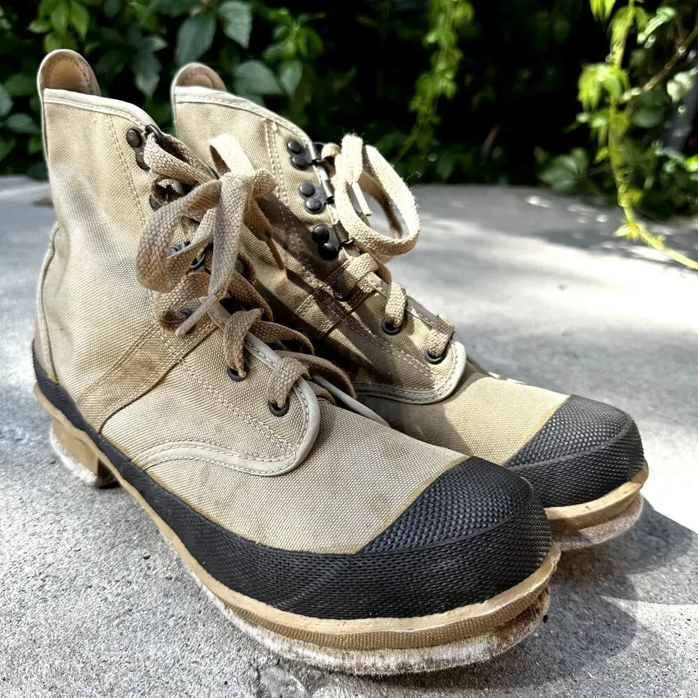 Hodgman Lakestream Wading Outdoor Boots Lace Up Leather Canvas Tan 9 19205